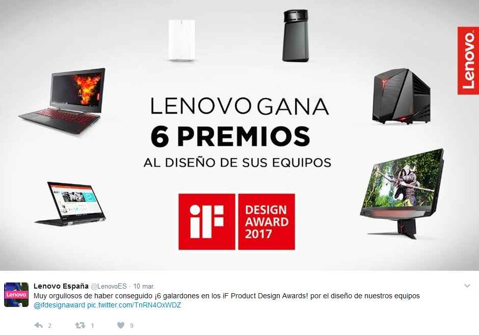 LENOVO RECIBE 6 GALARDONES